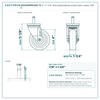 24CS414PPU34Z-72 4" x 1-1/4" blue polyurethane swivel stem caster, 300 lb reference drawing, side, front and stem views with dimensions