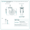 24CS414TMA83T-72 4" x 1-1/4" high-temp glass-filled nylon swivel stem caster, 350 lb reference drawing, side, front and stem views with dimensions