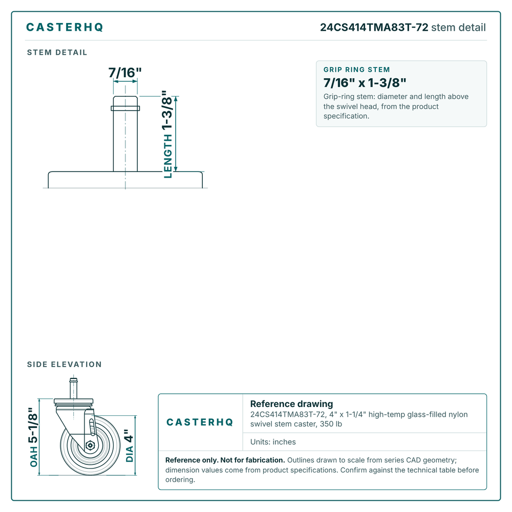 24CS414TMA83T-72 stem detail drawing, grip ring stem 7/16" x 1-3/8"