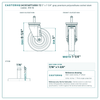 24CS514PTU89X-72 5" x 1-1/4" gray premium polyurethane swivel stem caster, 350 lb reference drawing, side, front and stem views with dimensions