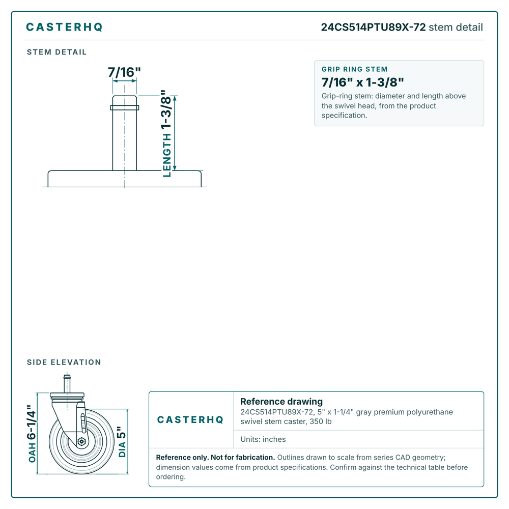 24CS514PTU89X-72 stem detail drawing, grip ring stem 7/16" x 1-3/8"