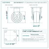 30-R-420-MU-03 4 x 2 in polyurethane on nylon rigid caster reference drawing, side, front and top plate views with dimensions