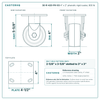 30-R-420-PH-03 4 x 2 in phenolic rigid caster reference drawing, side, front and top plate views with dimensions