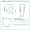 30-R-520-DUA-03 5 x 2 in polyurethane on aluminum rigid caster reference drawing, side, front and top plate views with dimensions