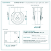 30-R-520-HU-03 5 x 2 in polyurethane on nylon rigid caster reference drawing, side, front and top plate views with dimensions