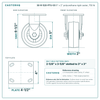 30-R-520-PTU-03 5 x 2 in polyurethane rigid caster reference drawing, side, front and top plate views with dimensions