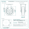 30-R-620-DPR-03 6 x 2 in thermoplastic rubber rigid caster reference drawing, side, front and top plate views with dimensions