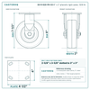 30-R-620-PH-03 6 x 2 in phenolic rigid caster reference drawing, side, front and top plate views with dimensions