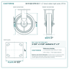 30-R-820-DTR-03 8 x 2 in rubber rigid caster reference drawing, side, front and top plate views with dimensions