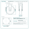 30-R-820-HU-03 8 x 2 in polyurethane on nylon rigid caster reference drawing, side, front and top plate views with dimensions