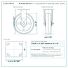 30-R-820-MU-03 8 x 2 in polyurethane on nylon rigid caster reference drawing, side, front and top plate views with dimensions