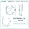 30-R-820-PU-03 8 x 2 in polyurethane on steel rigid caster reference drawing, side, front and top plate views with dimensions