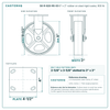 30-R-820-RS-03 8 x 2 in rubber on steel rigid caster reference drawing, side, front and top plate views with dimensions