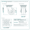 30-S-420-DUA-03 4 x 2 in polyurethane on aluminum swivel caster reference drawing, side, front and top plate views with dimensions