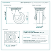 30-S-420-PH-03 4 x 2 in phenolic swivel caster reference drawing, side, front and top plate views with dimensions