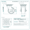 30-S-420-PPR-03 4 x 2 in rubber swivel caster reference drawing, side, front and top plate views with dimensions