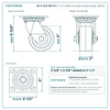 30-S-420-RN-03 4 x 2 in rubber on nylon swivel caster reference drawing, side, front and top plate views with dimensions