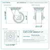 30-S-420-RS-03 4 x 2 in rubber on steel swivel caster reference drawing, side, front and top plate views with dimensions