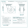 30-S-420-SPU-03 4 x 2 in solid polyurethane swivel caster reference drawing, side, front and top plate views with dimensions