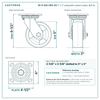 30-S-520-HPO-03 5 x 2 in polyolefin swivel caster reference drawing, side, front and top plate views with dimensions