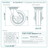 30-S-620-DPR-03 6 x 2 in thermoplastic rubber swivel caster reference drawing, side, front and top plate views with dimensions