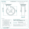 30-S-620-DS-03 6 x 2 in ductile steel swivel caster reference drawing, side, front and top plate views with dimensions