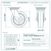 30-S-620-DTR-03 6 x 2 in rubber swivel caster reference drawing, side, front and top plate views with dimensions