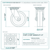 30-S-620-DUA-03 6 x 2 in polyurethane on aluminum swivel caster reference drawing, side, front and top plate views with dimensions
