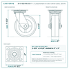 30-S-620-MU-03 6 x 2 in polyurethane on nylon swivel caster reference drawing, side, front and top plate views with dimensions