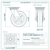 30-S-620-PPR-03 6 x 2 in rubber swivel caster reference drawing, side, front and top plate views with dimensions