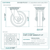 30-S-620-PTU-03 6 x 2 in polyurethane swivel caster reference drawing, side, front and top plate views with dimensions