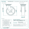 30-S-620-PU-03 6 x 2 in polyurethane on steel swivel caster reference drawing, side, front and top plate views with dimensions