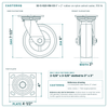 30-S-620-RN-03 6 x 2 in rubber on nylon swivel caster reference drawing, side, front and top plate views with dimensions