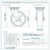 30-S-620-TUA-03 6 x 2 in polyurethane on aluminum swivel caster reference drawing, side, front and top plate views with dimensions