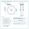 30-S-820-DUA-03 8 x 2 in polyurethane on aluminum swivel caster reference drawing, side, front and top plate views with dimensions