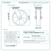 30-S-820-HPO-03 8 x 2 in polyolefin swivel caster reference drawing, side, front and top plate views with dimensions