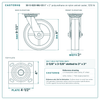 30-S-820-MU-03 8 x 2 in polyurethane on nylon swivel caster reference drawing, side, front and top plate views with dimensions