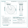 30-S-820-PH-03 8 x 2 in phenolic swivel caster reference drawing, side, front and top plate views with dimensions