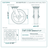 30-S-820-PTU-03 8 x 2 in polyurethane swivel caster reference drawing, side, front and top plate views with dimensions