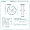 30-S-820-RS-03 8 x 2 in rubber on steel swivel caster reference drawing, side, front and top plate views with dimensions