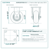 30CR520DTR38X-03 5 x 2 in thermo rubber rigid caster reference drawing, side, front and top plate views with dimensions