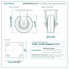 30CR520PPR23X-03 5 x 2 in thermo rubber rigid caster reference drawing, side, front and top plate views with dimensions