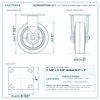 30CR620DTR38X-03 6 x 2 in thermo rubber rigid caster reference drawing, side, front and top plate views with dimensions