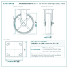 8" x 2" gray thermo rubber rigid caster reference drawing, side, front and top plate views with dimensions