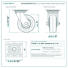 30CS520PPR84X-03 5 x 2 in thermo rubber swivel caster reference drawing, side, front and top plate views with dimensions