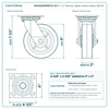 30CS620PPR57X-03 6 x 2 in thermo rubber swivel caster reference drawing, side, front and top plate views with dimensions