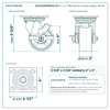 30TS420PPR84X-03 4 x 2 in TPR side lock swivel caster reference drawing, side, front and top plate views with dimensions