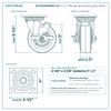 30TS520PPR84X-03 5 x 2 in TPR side lock swivel caster reference drawing, side, front and top plate views with dimensions