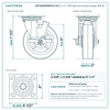 30TS620PPR57X-03 6 x 2 in TPR side lock swivel caster reference drawing, side, front and top plate views with dimensions