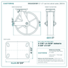 310CA12501SP 12 x 3 in cast iron swivel caster reference drawing, side, front and top plate views with dimensions